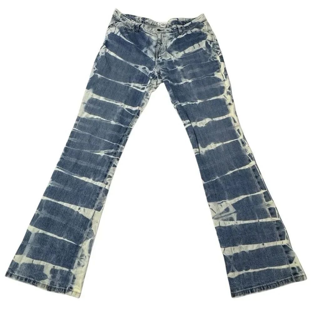 Reverse Tie-Dye Long Midrise Bootcut Stretch Jeans 14